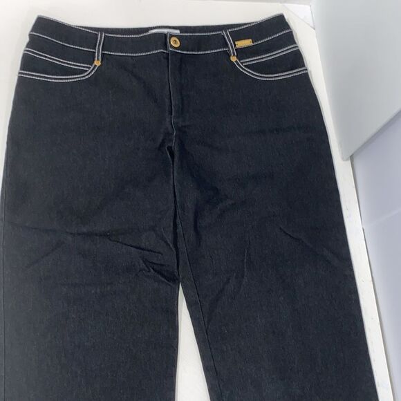 St. John Sport Black Denim Capri Pants With White Stitching 4 Pocket Size 12 - Picture 3 of 12